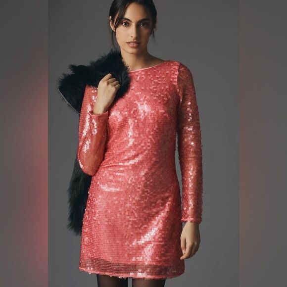 Anthropologie Sequin Drape Back Dress NWT - Picture 6 of 14